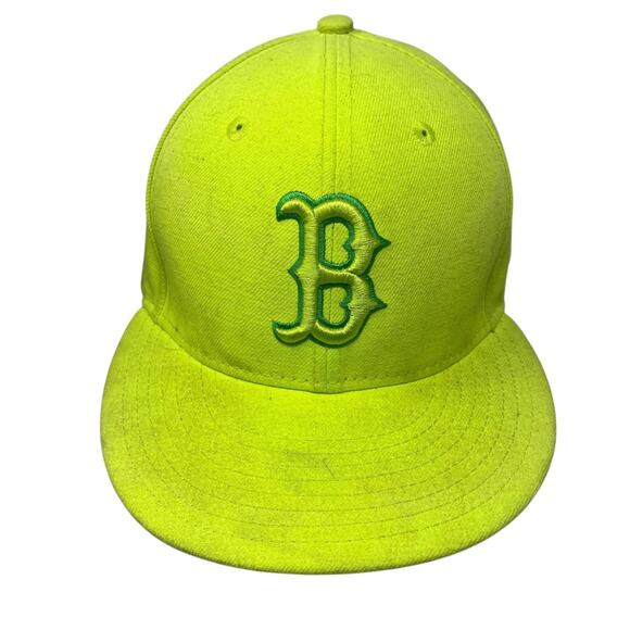 Boston Red Sox Hat New Era 59FIFTY Men's 7 1/8 Neon Green MLB - Picture 3 of 9